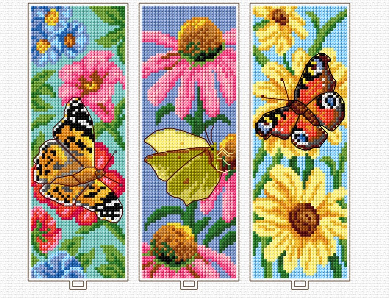 Counted cross stitch kit with plastic canvas Bookmarks Butterflise 8717